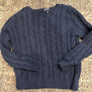 Lands' End Navy Cable Knit 100% Cotton Sweater